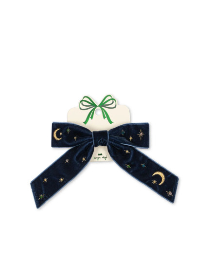 Velvet Bow Pearly Hair Clip Navy Blazer One Size