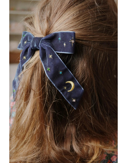 Velvet Bow Pearly Hair Clip Navy Blazer 4