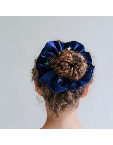 Constellation Velvet Scrunchie Navy 2