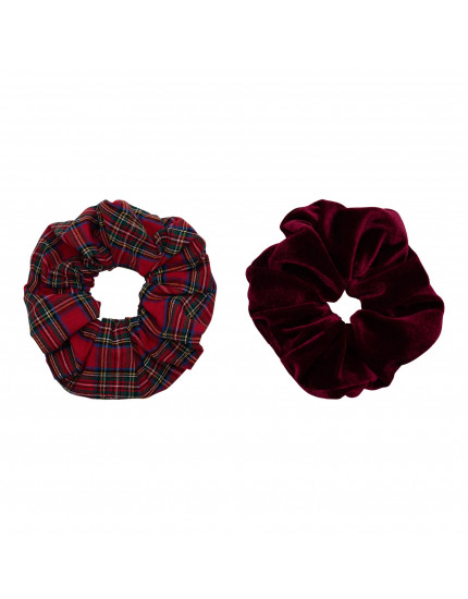 Giant Tartan Scrunchies Red One Size