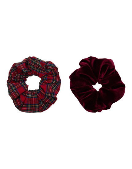 Giant Tartan Scrunchies Red One Size