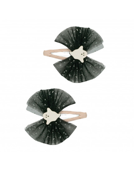 Ghoulish Ghost Tulle Clips Black One Size