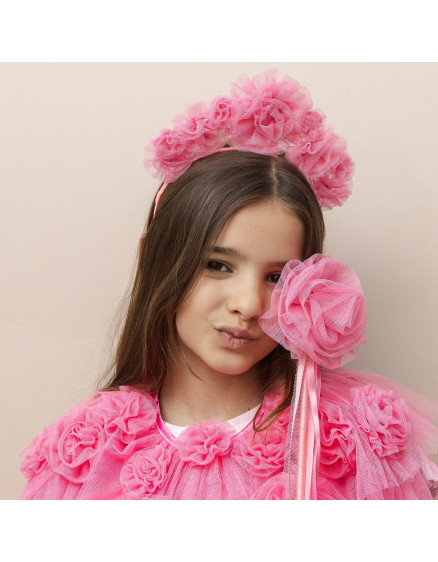 Pink Ruffle Flower Headdress 2