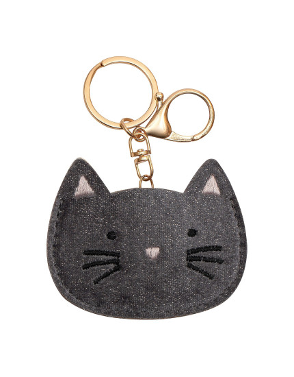 Kitty Cat Keyring Grey One Size