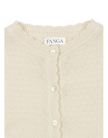 Venti Pointelle Cardigan Antique White 3