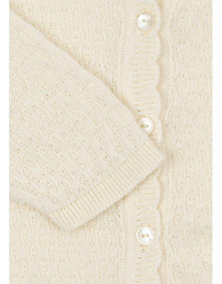 Venti Pointelle Cardigan Antique White 2