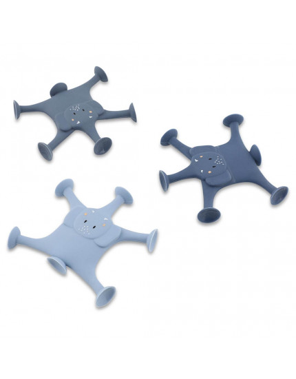 Animal suction game 3pcs Mrs. Elephant's family blue One Size