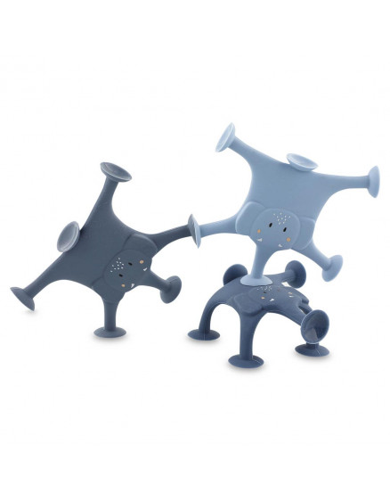 Animal suction game 3pcs Mrs. Elephant's family blue 4