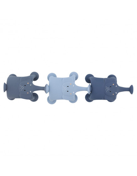 Animal suction game 3pcs Mrs. Elephant's family blue 3