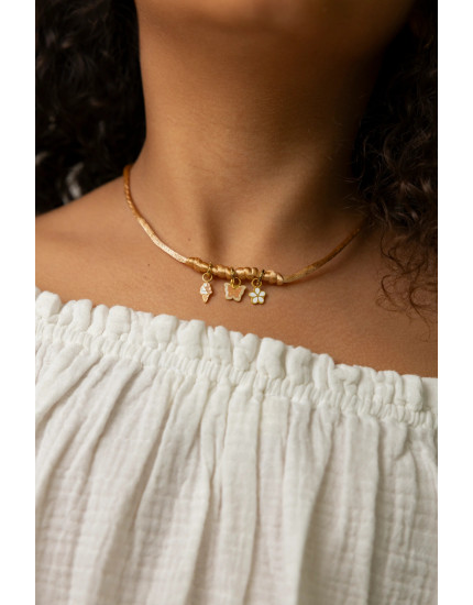 Make Your Necklace Soft Peach 3 Charm One Size