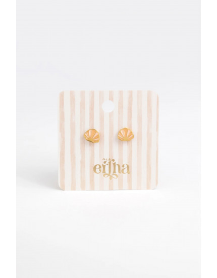 Studs Earrings Golden Shell One Size