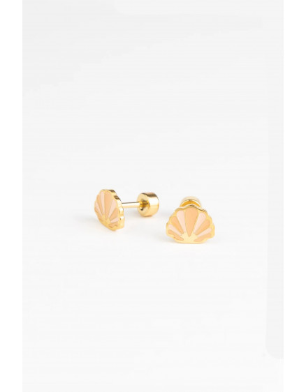 Studs Earrings Golden Shell 3
