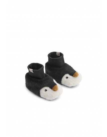 Beth Penguin Plush Slippers Dark Grey