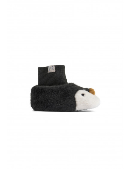 Beth Penguin Plush Slippers Dark Grey 2