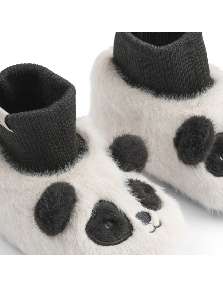 Beth Panda Plush Slippers Dark Grey 7