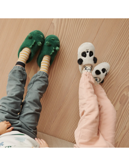 Beth Panda Plush Slippers Dark Grey 5