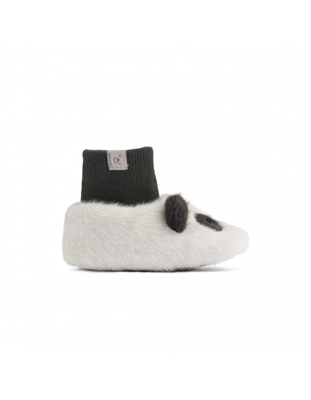 Beth Panda Plush Slippers Dark Grey 4
