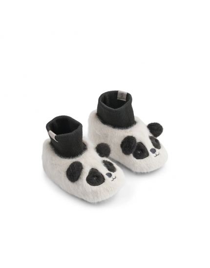 Beth Panda Plush Slippers Dark Grey