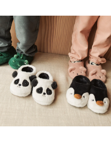Beth Panda Plush Slippers Dark Grey 2