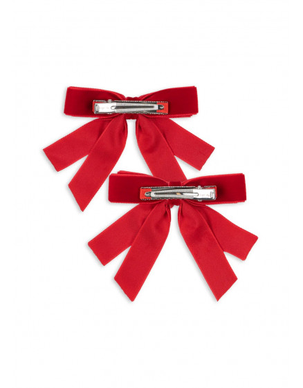 2 Pack Velvet Bow Hair Clips Barbados Cherry 5
