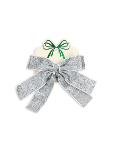 Glitter Bow Hair Barette Silver One Size