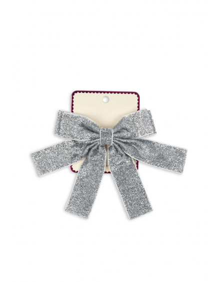 Glitter Bow Hair Barette Silver 5
