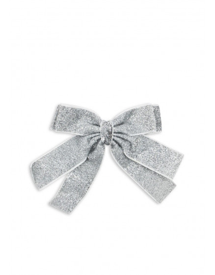 Glitter Bow Hair Barette Silver 3
