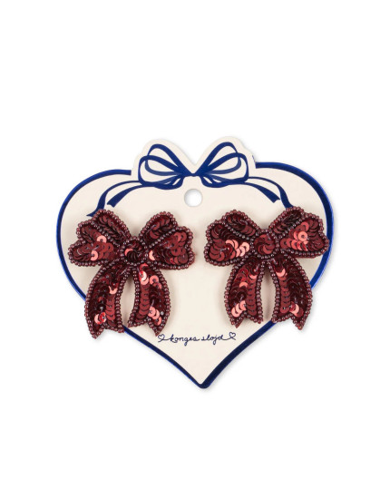 2 Pack Sequin Bow Hair Clip Rio Red One Size