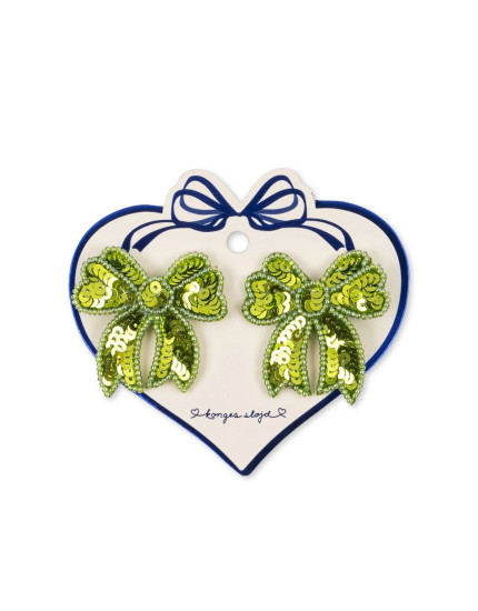 2 Pack Sequin Bow Hair Clip Green One Size