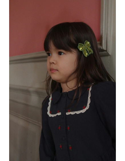 2 Pack Sequin Bow Hair Clip Green 5