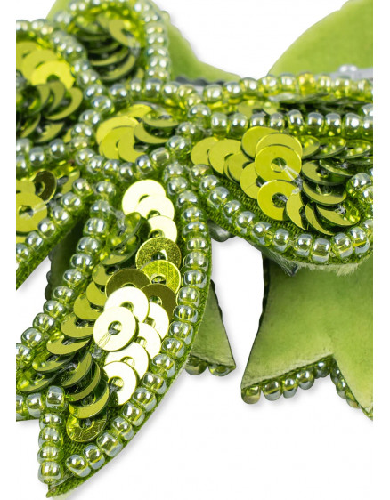 2 Pack Sequin Bow Hair Clip Green 2