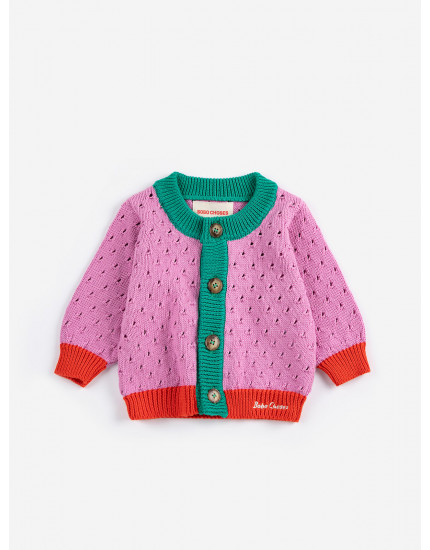 Color Block Open Work Cardigan Multi 12M