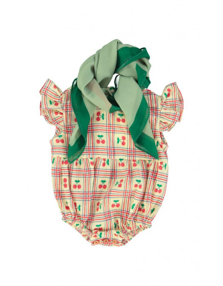 Sleeveless Romper Light Yellow Cherries 2