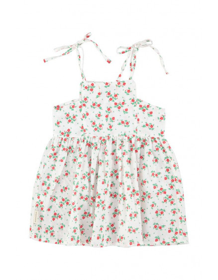 Short Dress Ecru Red Flowers 6