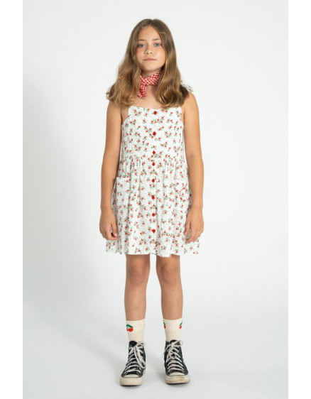 Short Dress Ecru Red Flowers 5