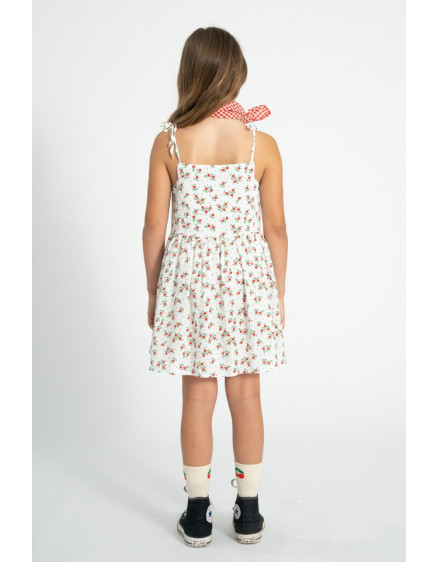 Short Dress Ecru Red Flowers 4