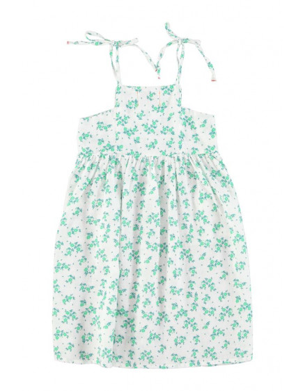 Long Dress Ecru Green Flowers 6