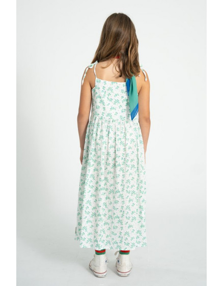 Long Dress Ecru Green Flowers 4