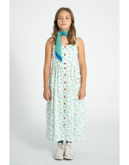Long Dress Ecru Green Flowers 5