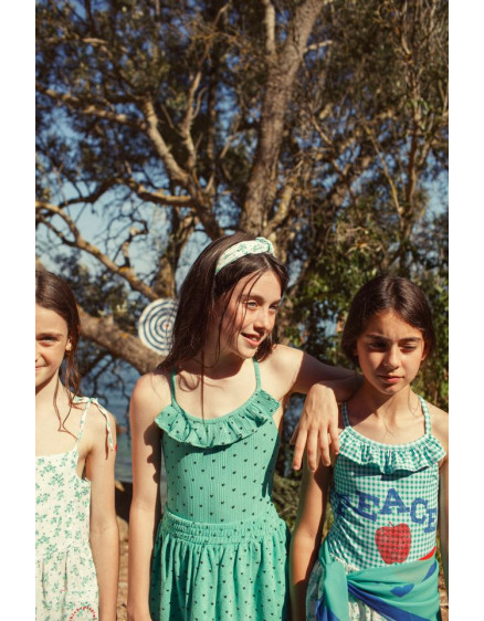 Bandana Ecru Green Flowers 2