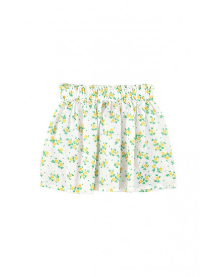 Short Skirt Ecru Yellow Flowers