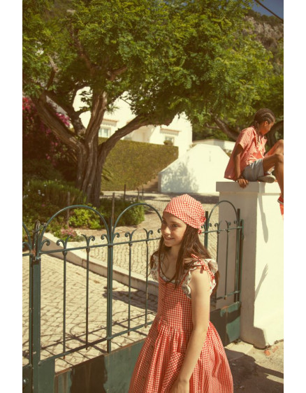 Long Dress Red & Ecru Checkered 2