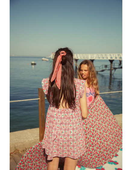 Scrunchie Red & Ecru Checkered 3