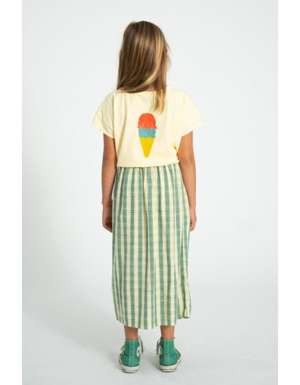 Long Skirt Light Yellow Checkered 5