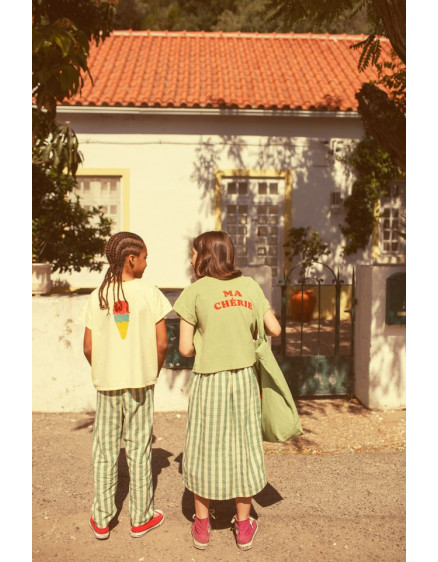 Long Skirt Light Yellow Checkered 3