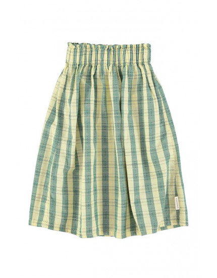 Long Skirt Light Yellow Checkered