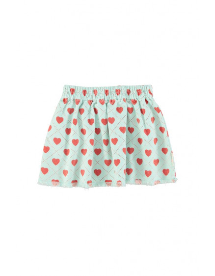 Short Skirt Light Blue Red Hearts 6