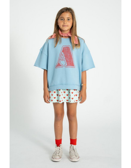Short Skirt Light Blue Red Hearts 5