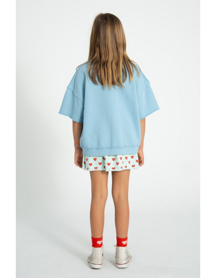 Short Skirt Light Blue Red Hearts 4