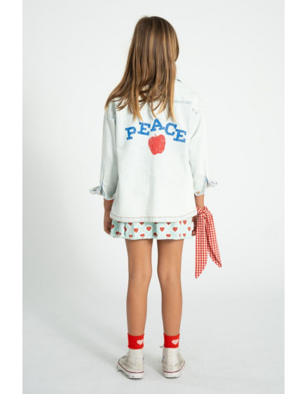 Short Skirt Light Blue Red Hearts 2